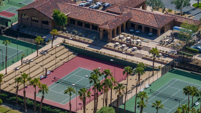 Ironwood Country Club racquet building and stadium tennis court