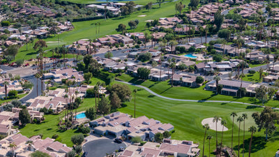 Ironwood Country Club fairway, homes, palms and community pools