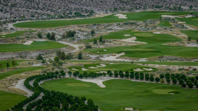 Aerial detail of fairways, bunkers and desert terrain at Ladera Golf Club. Thermal, California. Mark Miller, October 23, 2026.