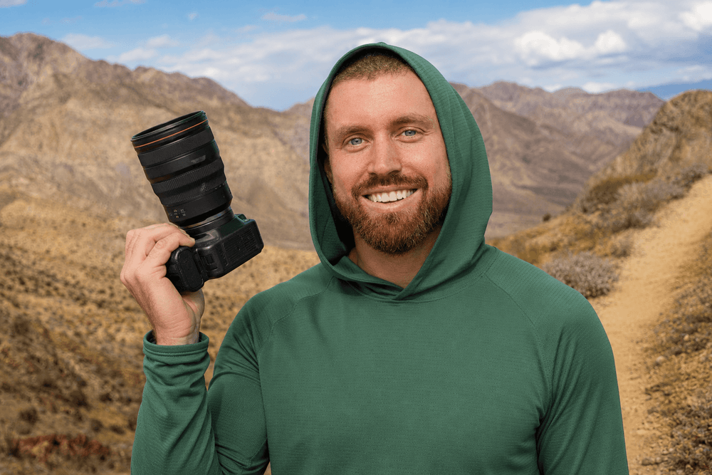 Mark Miller with his camera on a trail in La Quinta Cove