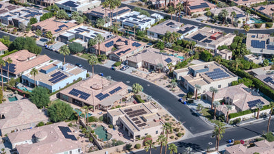 Montage at Mission Hills aerial showing varied rooflines, courtyards and private backyards. Mark Miller, October 20, 2026.