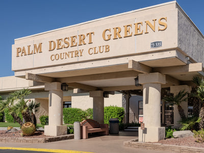 Palm Desert Greens Country Club entrance sign and covered entry