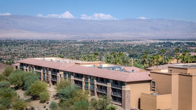 Guestroom balconies at The Ritz-Carlton, Rancho Mirage with valley and mountain views