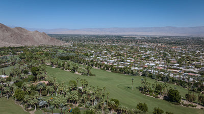 View across Sensei Porcupine Creek golf grounds toward Rancho Mirage and the Coachella Valley.