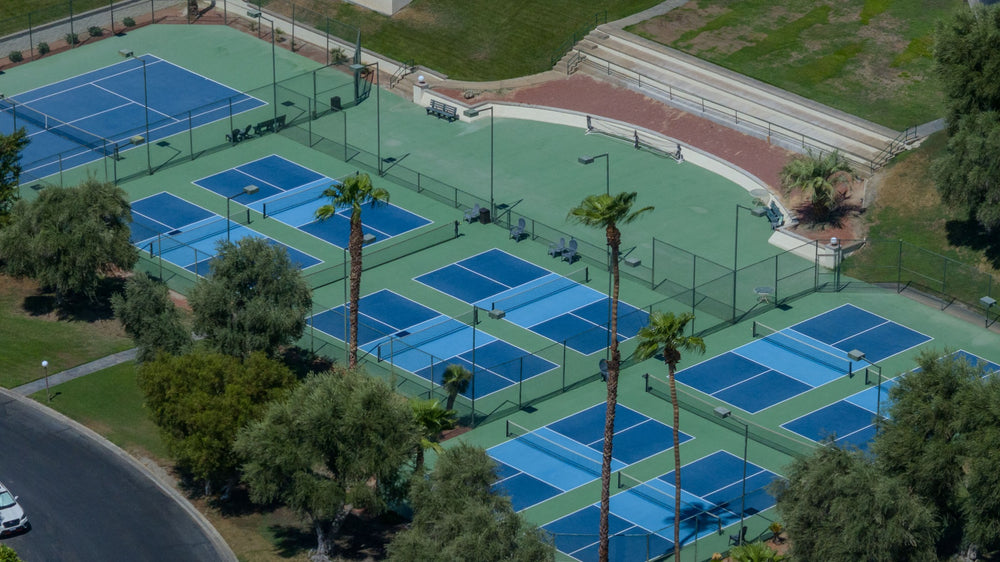 Pickleball and tennis courts at Suncrest Country Club in Palm Desert. Aerial photo by Mark Miller, September 10, 2026.