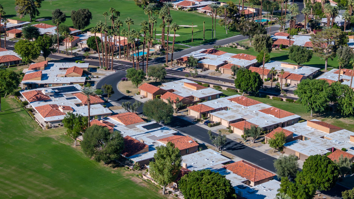 Condominium homes lining the Sunrise Country Club golf course