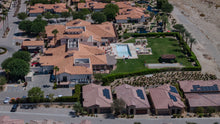 Aerial view of Villa Portofino's clubhouse and recreation grounds, with the pool shown drained on September 10, 2026. Photo by Mark Miller, September 10, 2026.